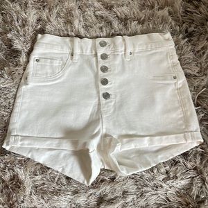 Ultra High Rise White Jean Shorts from Garage